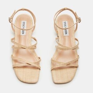 🌻 Steve Madden Pleasant Natural Raffia Sandals size 6. Brand New!!!